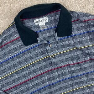 Vintage‎ 90s Grand Slam Polo Shirt XL Gray Striped Golf Casual Men's Penguin